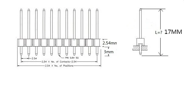 10 шт./лот 1*40P мужской разъем 2,5 см 40PIN Однорядный Мужской 25 мм 1X40PIN 2,54 мм Длинный контактный разъем для Arduino