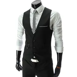 Новое поступление 2017 года деловой костюм жилет Для мужчин Slim Fit Для мужчин S жилет мужской жилет Homme Повседневное рукавов Формальное Бизнес