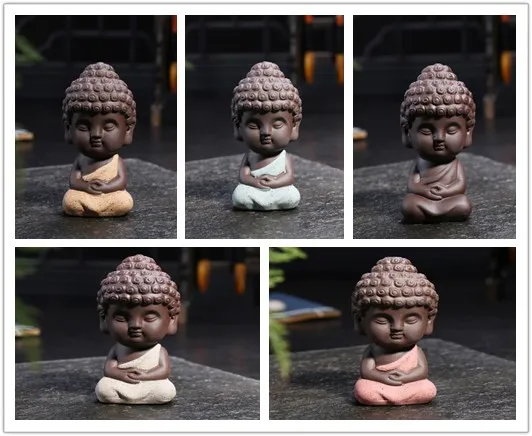 4 шт./компл. керамическая фигурка буддийского монаха садовое украшение мини глиняные фигурки из исина благоприятные украшения Dudda Будда Буддизм чайная посуда Декор - Цвет: 5PCS