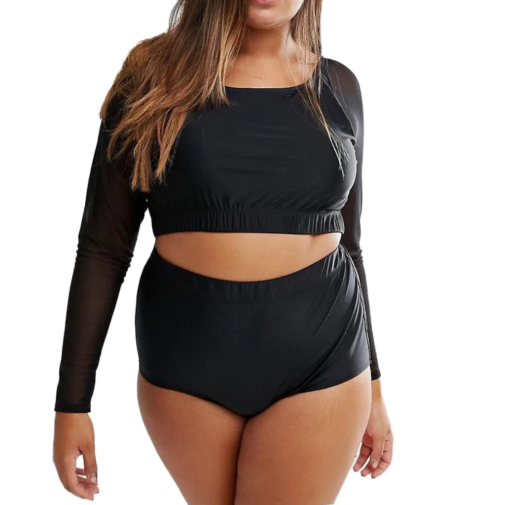 

bikini 2019 push up tankini swimsuits women long sleeves sexy bikini thong swimwear women high waist swimsuit plus size black