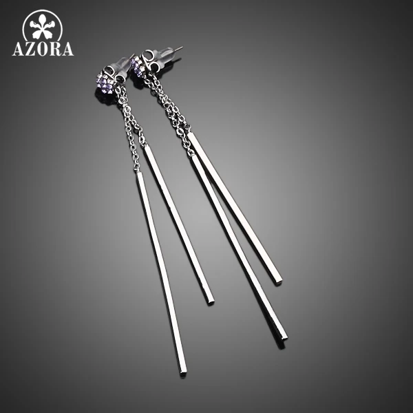 Серьги подвески AZORA из белого золота с австрийскими кристаллами TE0012|drop earrings|earrings
