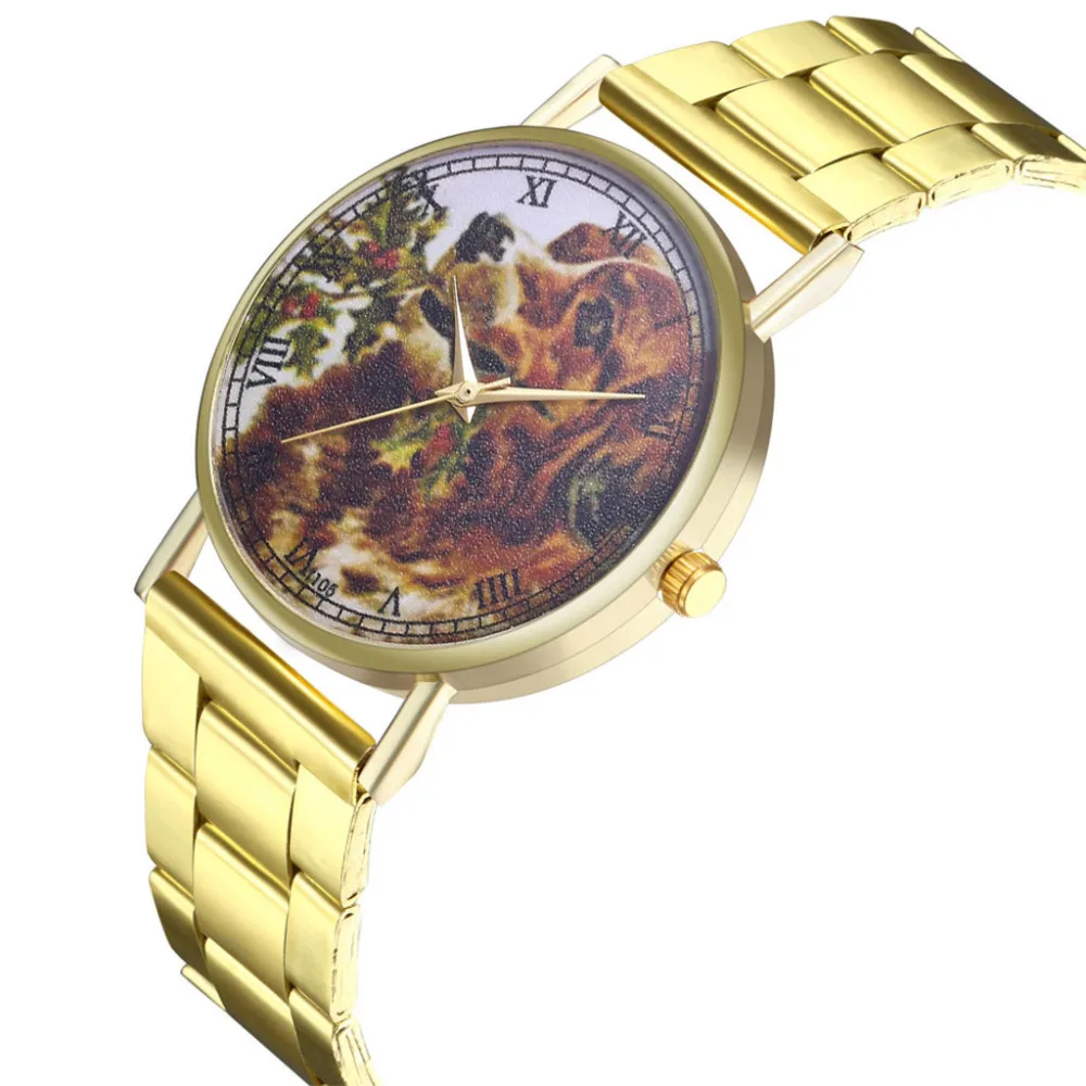 

Duobla New Women Vintage Round Steel Belt gold Watches Dog pattern ladies Quartz Temperament wristwatch relogio feminin 30Q