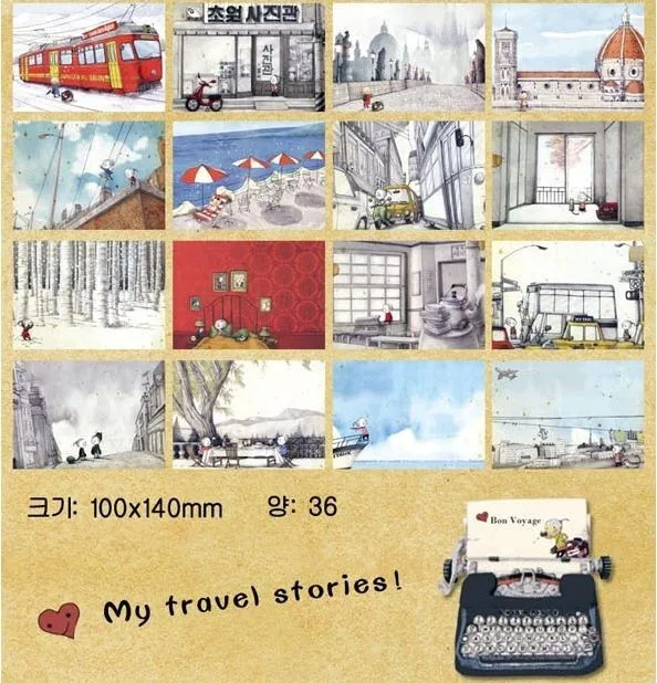 36 мои путешествия истории открытка/поздравительная открытка Ассорти/день рождения открытки Лот
