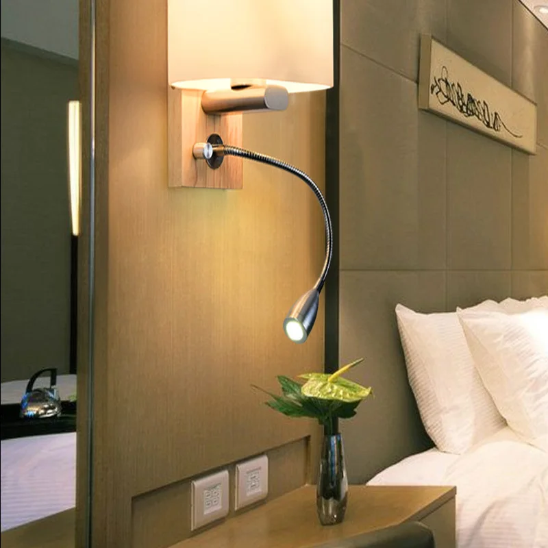 

LED modern minimalist Nordic creative wall lamp LED living room bedroom bedside staircase aisle wood wall lamp home lighting