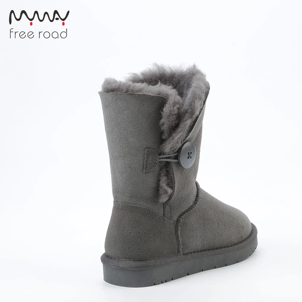 Gris Neige Occasionnels En Réel De Bottes Moutons Fourrure Peau D'hiver mollet chestnut Mi Black Mouton Pour grey Chaussures Bordée Femmes À Classique Court chocolate Noir IqTw8RxnZ