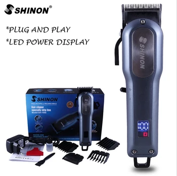 

110-240V Rechargeable Hair Clipper Professional Hair Trimmer for Men Salon Barber Electric Cutter Hair Cutting Machine LED Show