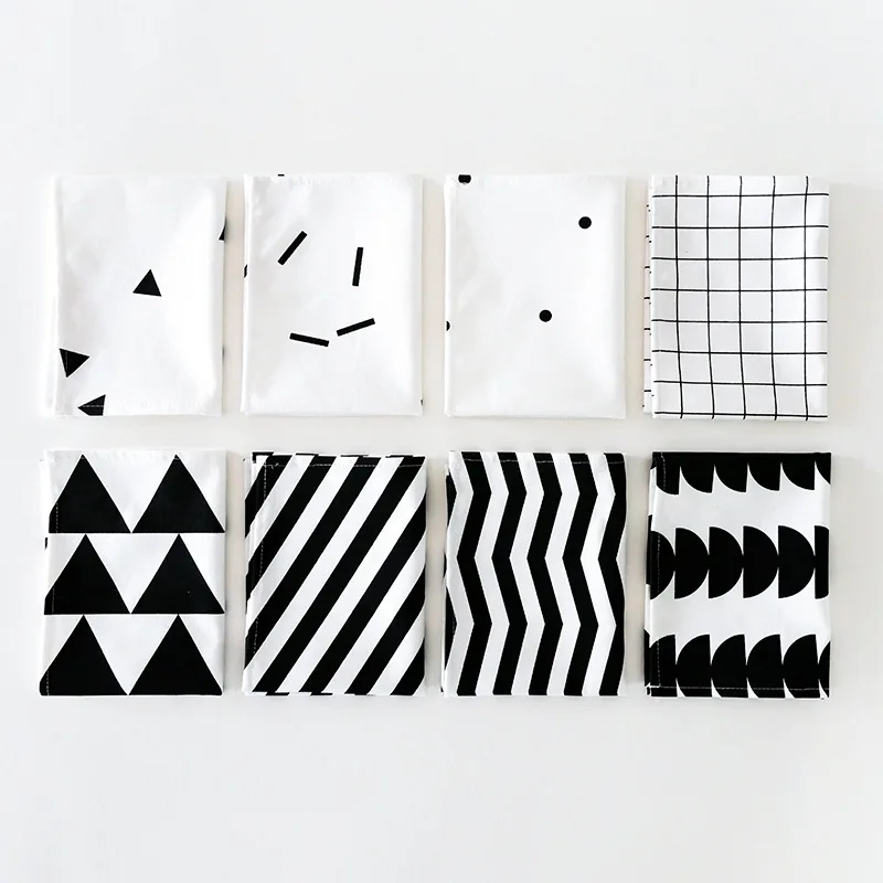 INS شيك تحديد الموقع ل طاولة طعام المائدة سادة حصيرة القطن الأبيض أسود نمط الجدول حصيرة المفارش منصات عاء كوستر الديكور