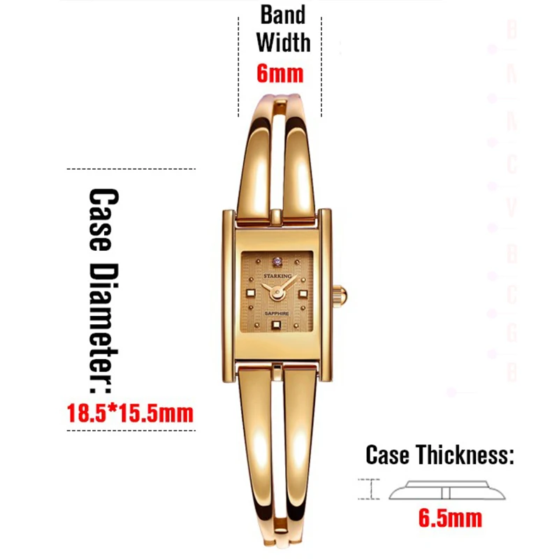 STARKING Роскошные брендовые Модные женские кварцевые часы золотой браслет часы ретро роскошный дизайн прямоугольник простые наручные часы BL0258