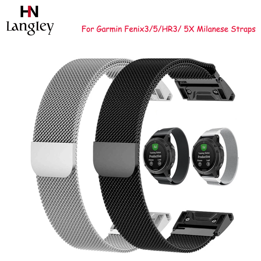

New Milanese Watchband For Garmin Fenix3/5/HR3/ 5X 20mm/22mm/26mm Straps Stainless Steel Magnetic Buckle Watches Accessories