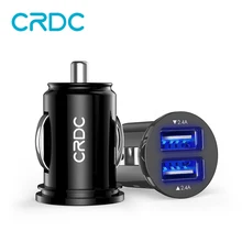 Автомобильное зарядное устройство, CRDC мини Usb Автомобильное зарядное устройство с светодиодный светильник 2x2. 4A двойной порт быстрое зарядное устройство для телефона для Xiaomi iPhone 7 huawei Elephone s8