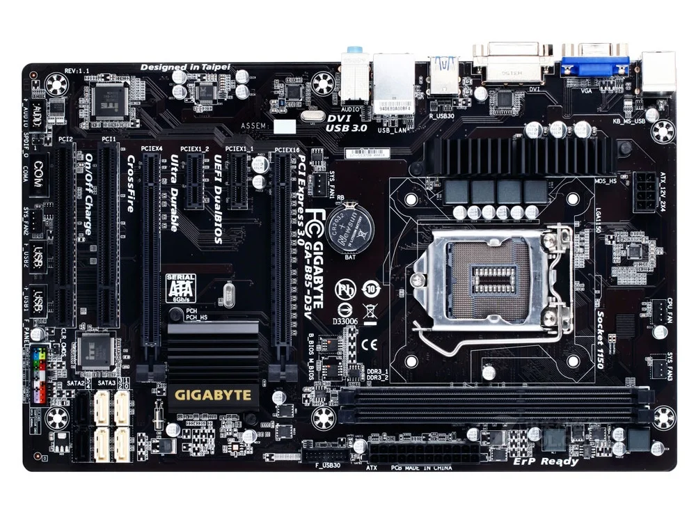 

Gigabyte GA-B85-D3V Desktop Motherboard B85-D3V B85 LGA 1150 Core i7 i5 i3 DDR3 16G SATA3 USB3.0 VGA DVI ATX Used Mainboard