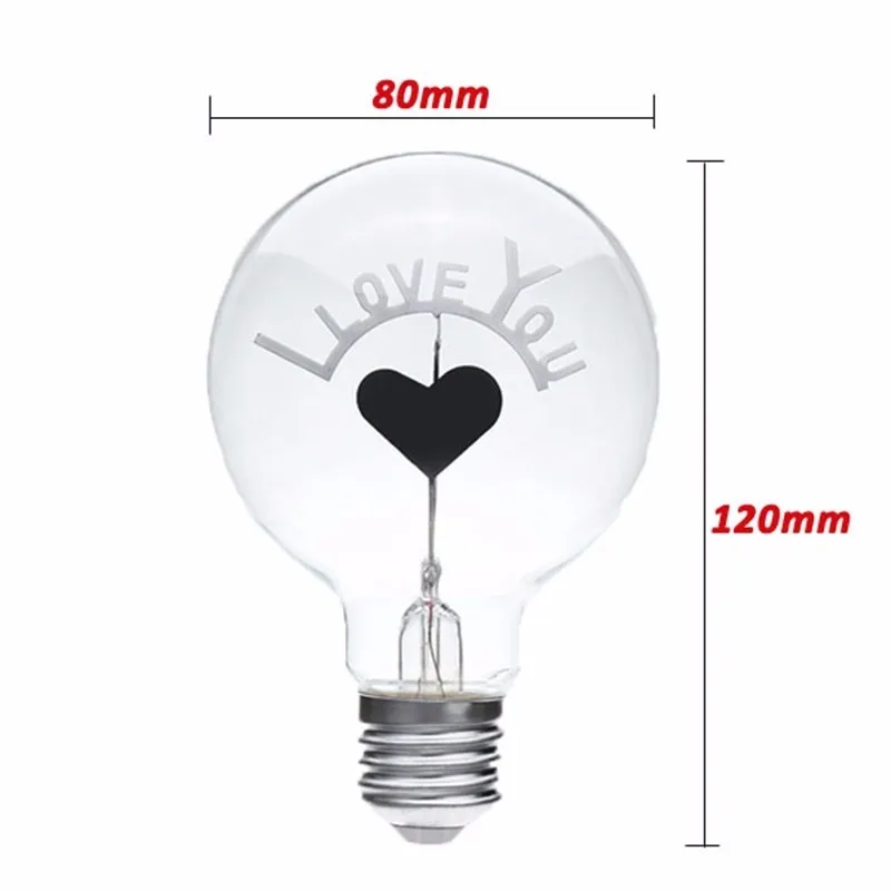 Christmas G80 Edison Bulb I LOVE YOU Rose Romantic Night Lights E27 220V Decoration Novelty Retro Incandescent Bulbs Lampada dinosaur lamp