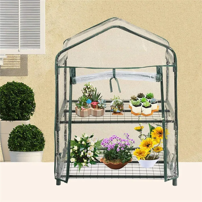 Mini Greenhouse Outdoor Grow Tent Grow Bag Grow House PVC Cover Plastic Garden Green House Windows Openeing for Farm Garden