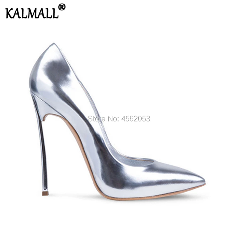 

KALMALL Buty Damskie Gold Silver Black Pink Red Sexy Stiletto Pumps Office Party Dress Wedding Shoes 12cm High Heels Plus Size