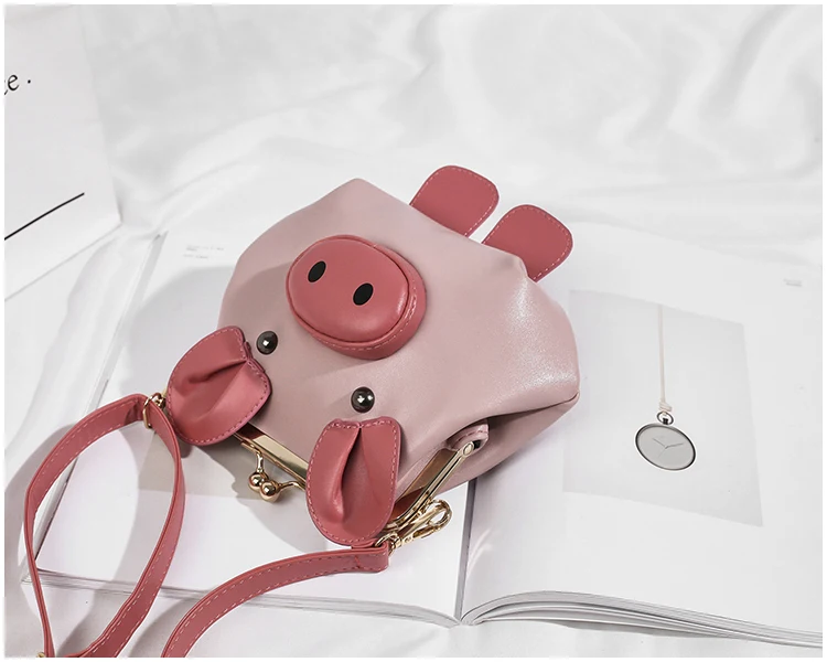 Черный и розовый милый дизайн свинья модные Повседневное Pu Дамы Сумка Кроссбоди мини сумка Bolsa клапаном Сумочка Кошелек