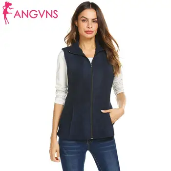 

Vest Women Collar Zipper Women Winter Solid Stand-Up Pockets Autumn Side Sleeveless Outwear Regular Vest Slim Casual Outwear