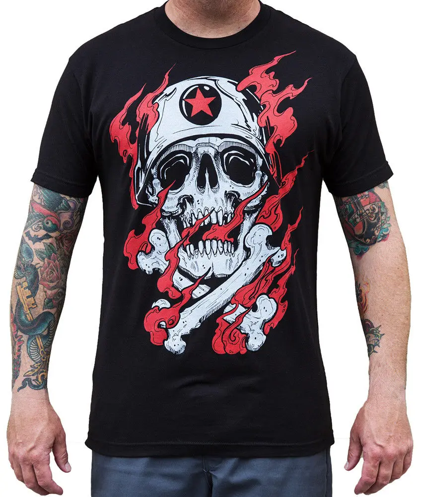 Mens War By 2 Cents Skull Crossbones Army Military Soldier Tattoo T ...