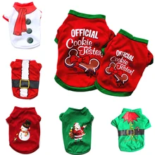 Рождество Фестиваль собака рубашки хлопковая Футболка Санта-Клаус Снеговик шаблон домашних животных Одежда для животных для щенков праздничный костюм для маленьких собак
