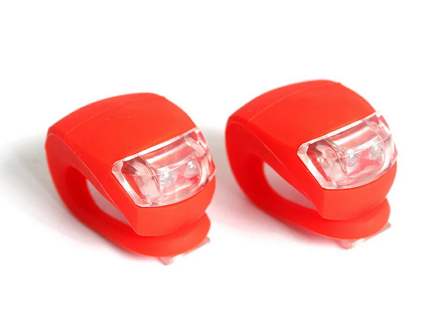 Best by dhl or fedex 1000pcs hot Bicycle Front Light Silicone LED Head Front Rear Wheel  Light Waterproof Cycling With Battery Lamp 2