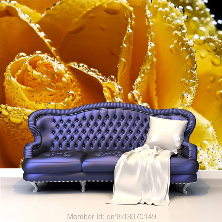 

Elegant Rose Flower Photo Wallpaper 3D Custom Wallpaper Art Wall Mural Kids Girls Bedroom Living room Room decor Dew on the rose