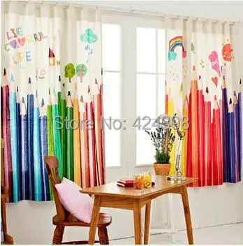 modern rustic window curtains colorful pencil printed cotton and