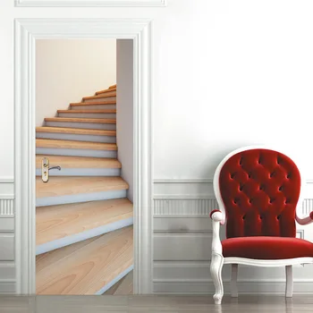 

Creative 3D Stereo Wooden Staircase Water Resistant Door Wall Stickers