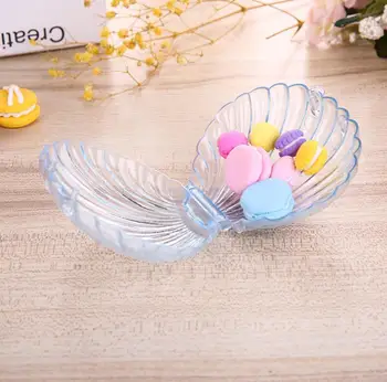 

100PCS Clear Plastic Shell Candy Box Beach Theme Wedding Birthday Party favors Box DIY beaded container XMAS Decor gift wrap