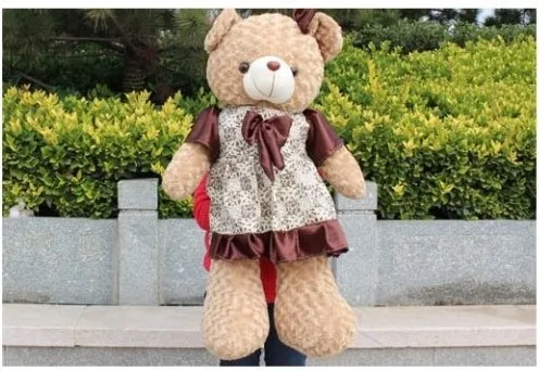 

Free shipping 85cm teddy bear plush toy Large brown skirt bears doll