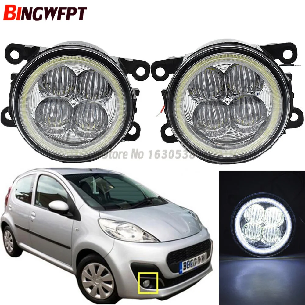 2x Super Bright Angel Eyes White Blue Led Fog light Lamp For Peugeot