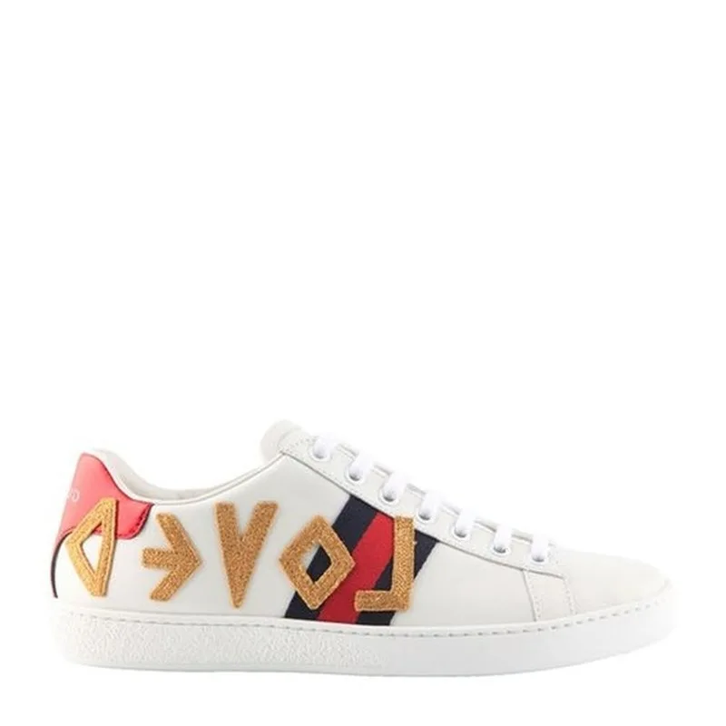 

Luxury Leather Bee Flat Bottom White Shoes Female Love Snake Embroidery Genuine Leather Lace Casual Shoes Platform Sneakers