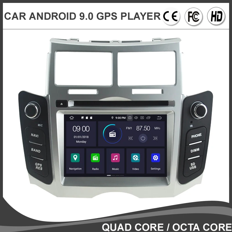 Android 9.0 Octa Core Car DVD GPS Player For TOYOTA YARIS 2005-2011 Multimedia Stereo Radio NAVIGATION BT WIFI/4G Map TPMS DAB+
