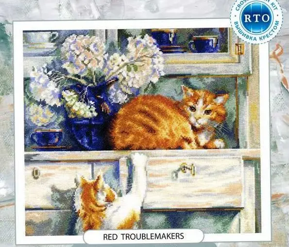 Золотая коллекция Прекрасный Счетный Набор для вышивки крестом красные хлопоты кошки кошечки котята кошачий сундук rto