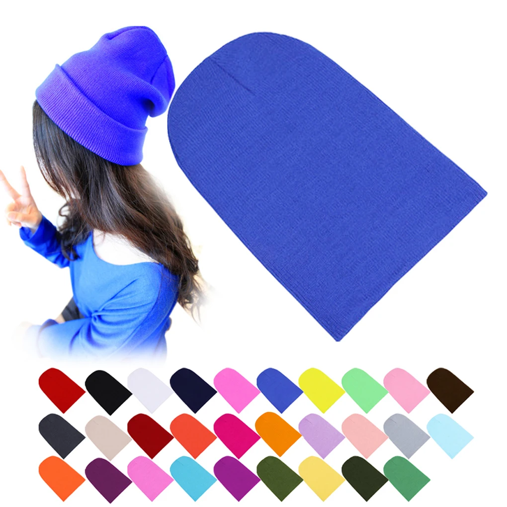 

2017 Winter Warm Hats Unisex Knitting Women Men Wool Fluorescence Color Solid Elastic Beanie Hedging skullies beanies unissex