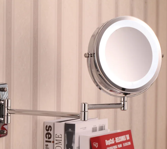 Creative Wall Hanging LED Mirror Simple Bathroom Telescopic Folding