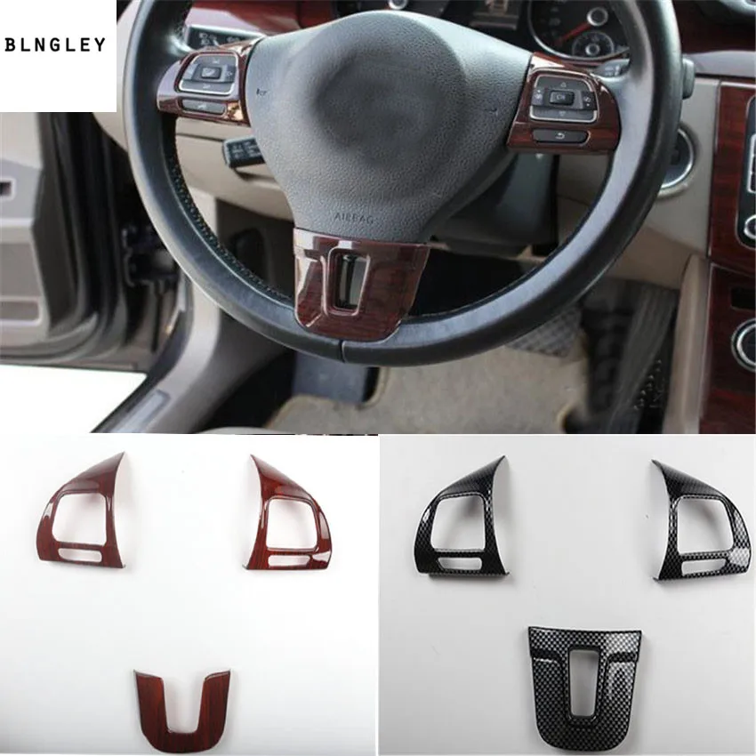 

3pcs/lot ABS carbon fiber or wooden grain steering wheel decoration cover for 2012-2015 Volkswagen VW Passat B7