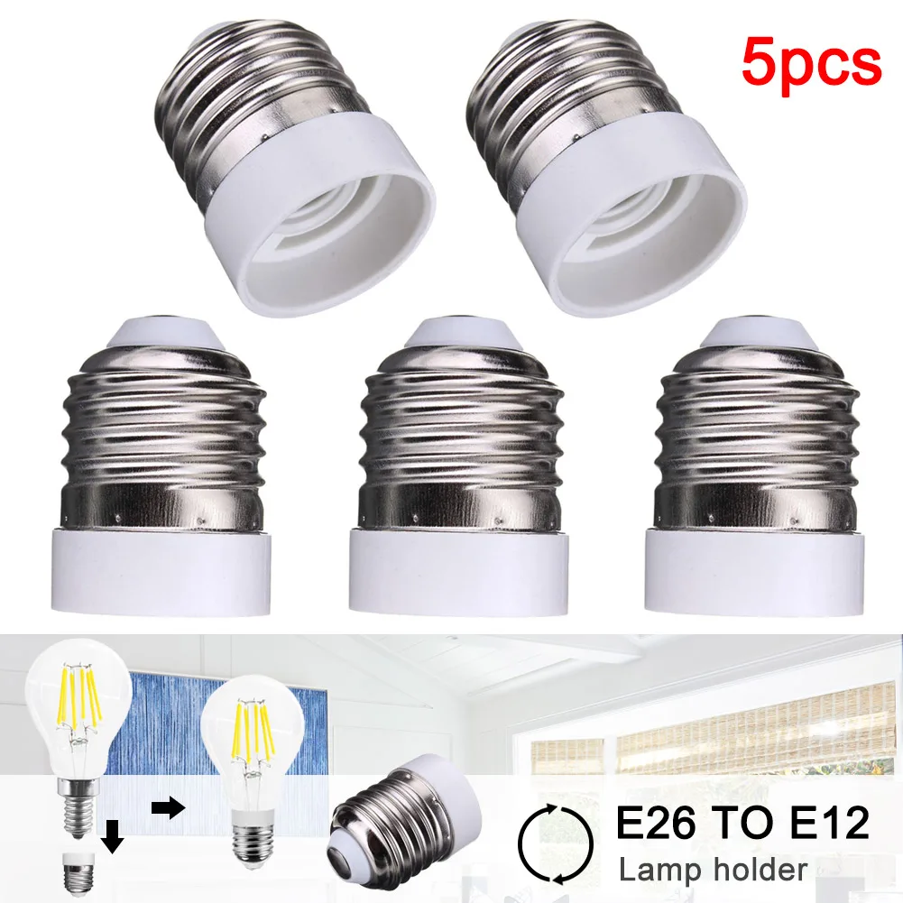 5 Pcs Light Bulb Socket Adapter Medium Base E26 to E12 Base Socket