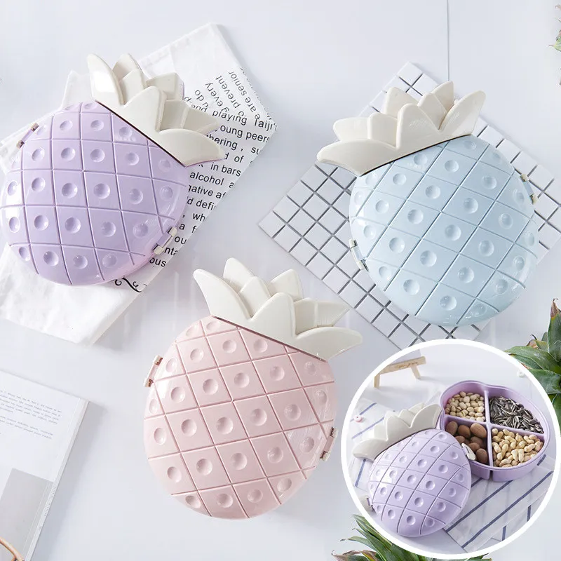 

Pineapple Shape Candy Box Creative Snack Box Candy Tray Food Storage Boxes Wedding Christmas Party Plates Dried Fruit Organizer