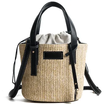 

New Handmade women Handbag Totes Vintage Retro Beach bag Straw Rope Knitted big Messenger Bag Lady Fresh Paper pack for Summer