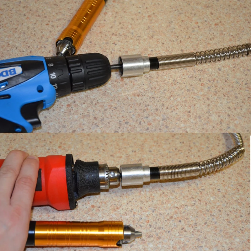Online Herramienta de amoladora giratoria de 6mm ajuste Flexible del eje + pieza de mano de 0 6,5mm para taladro eléctrico de estilo Dremel herramienta rotativa Accesorios