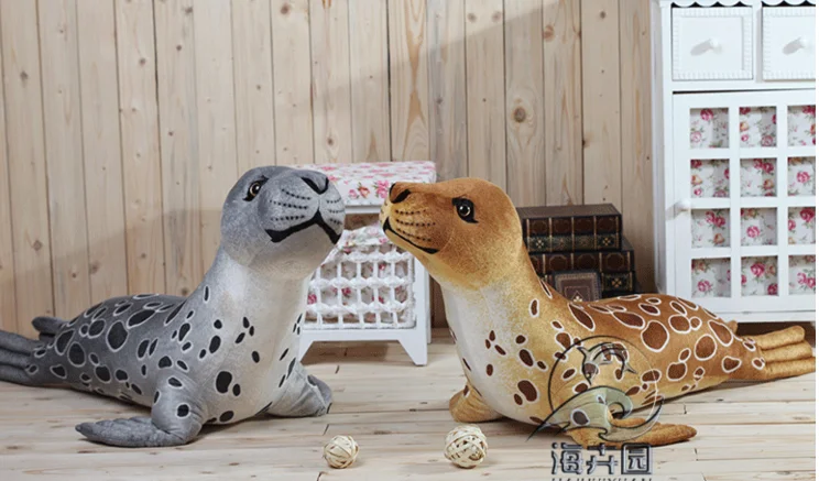 

a pair of cute stuffed seal toys new plush gray&gold seal dolls gift about 55cm c5074
