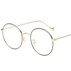 Анти-синий свет круглый близорукость очки кадр Для женщин Для мужчин Брендовая Дизайнерская обувь ретро металл оптические очки очками