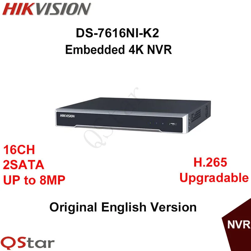 Hikvision Original English Version DS 7616NI K2 Embedded 4K NVR 2HDD Support H 265 2SATA 8MP