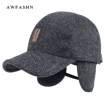 

2018 New Protection Ear Baseball Cap Winter Hat Warm Man Woman Wool Knitting Dad Ski Vintage Solid Trucker Bone Outdoor Earmuffs