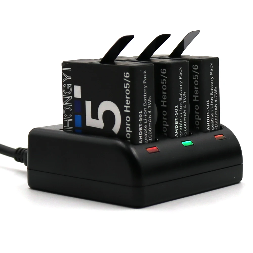 

Go Pro Hero 7 Battery for GoPro Hero7 Hero 6 Hero 5 Black bateria camera Accessories + 3-Way USB AHDBT-501 Battery Charger