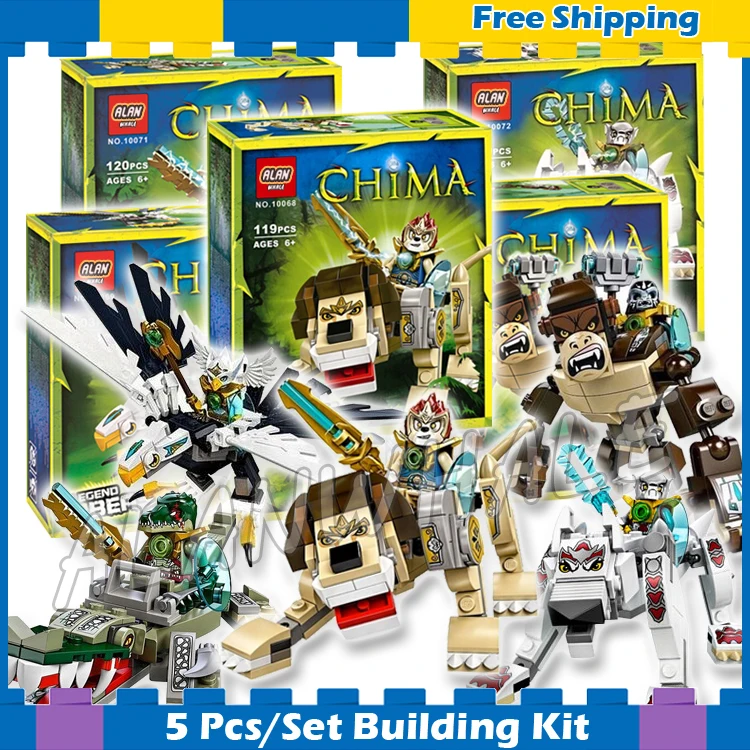 

100pcs Bela Lion Eagle Gorilla Crocodile Wolf Legend Beast DIY Striker Building Blocks Model Gifts sets Toy Compatible with Lego