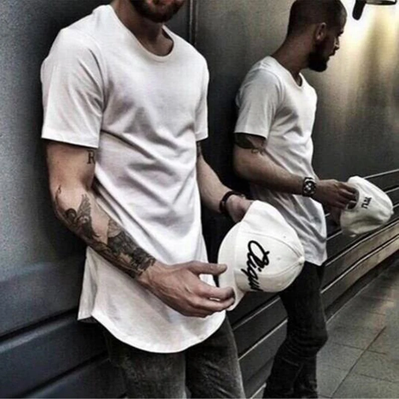 

Hip hop t shirt men high street t-shirts Long Length curved hem cotton tshirt man harajuku rock streetwear camisetas hombre