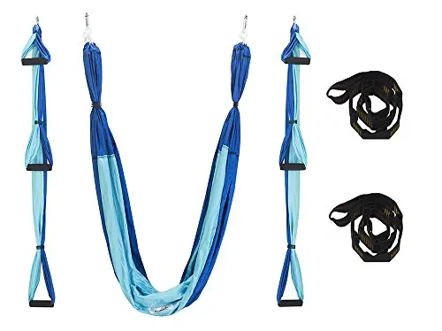 

QUBABOBO Anti-Gravity Yoga Hammock Pilates for Fitness Inversion Yoga Belts TrapezeTraction Yoga Gym Strap Swing(350x150cm)