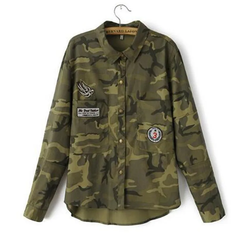 

2016 Military Women Blouses 2016 Summer Camouflage Women Shirts Slim Ladies Tops Shirt CSN008