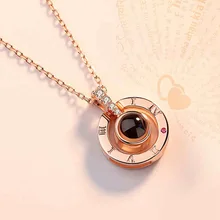 

2018 new arrival rose gold and silver 100 languages I love you projection COLLAR NECKLACE romantic love memory wedding necklace