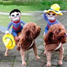 Funny Pet Horse Riding Dog Costume Rider Dressing Up Party Halloween Clothes For Dogs Cats Suitable For Small To Large Breeds